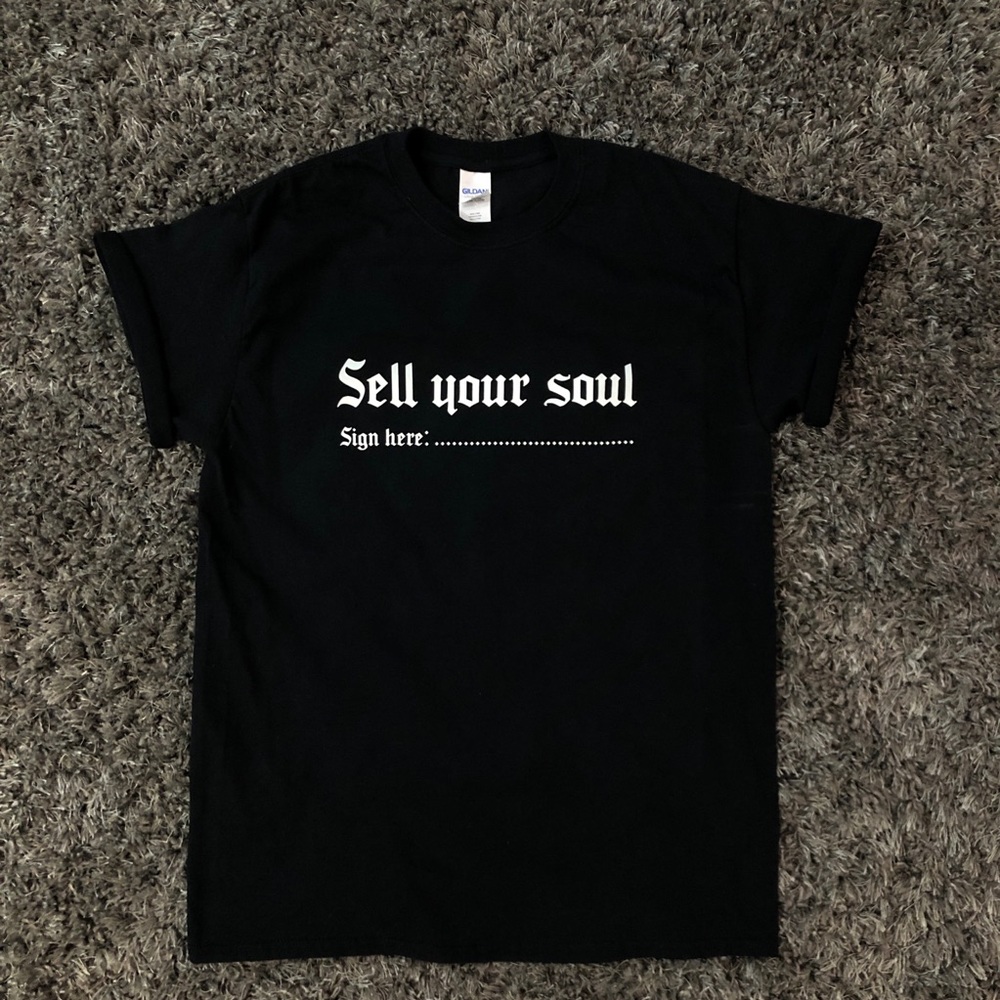 Sell your soul graphic tshirt logo design top
